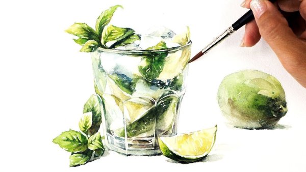 Мохито акварель