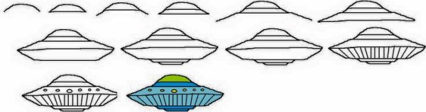 Поэтапное рисование космического корабля