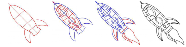 Поэтапное рисование ракеты