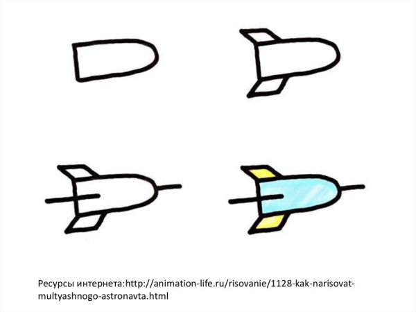 Урок рисования детям ракета