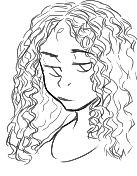 Кучерявые волосы карандашом