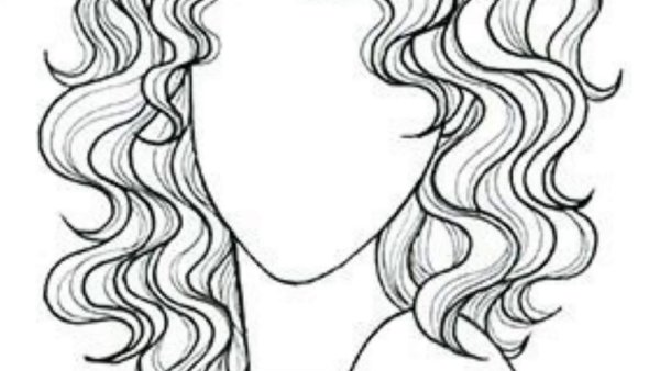 Рисунок аниме слегка волнистых волос карандашом