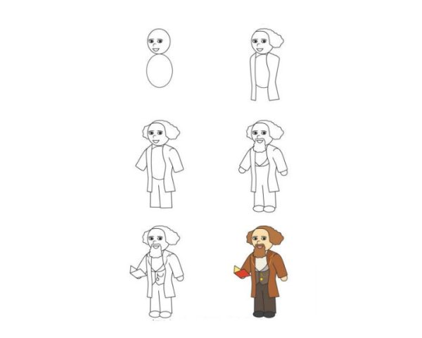 Поэтапное рисование старика