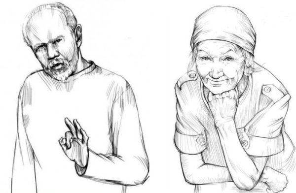 Рисование пожилого человека
