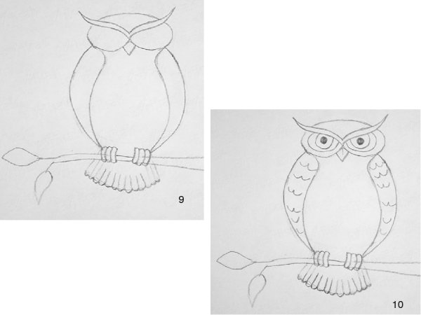 Пошаговое рисование Совы