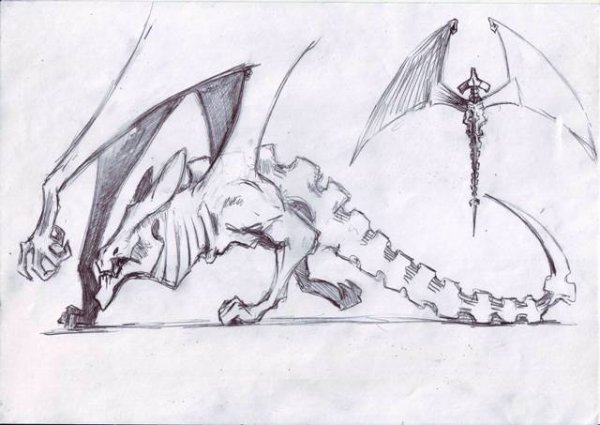 Птеродактиль рисунок карандашом