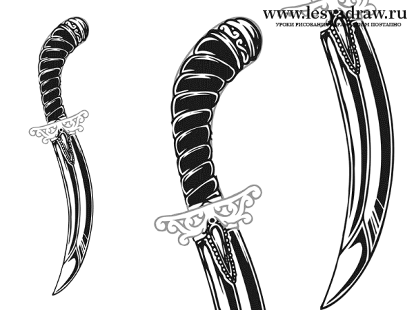 Рисунок кинжал поэтапно