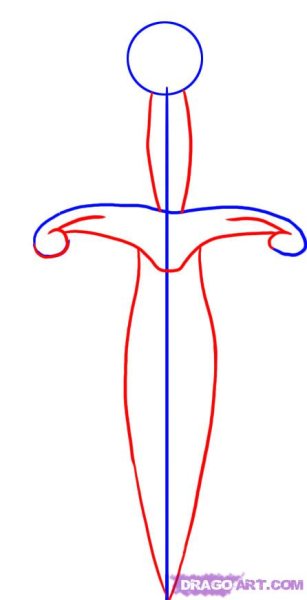 Кинжал карандашом поэтапно
