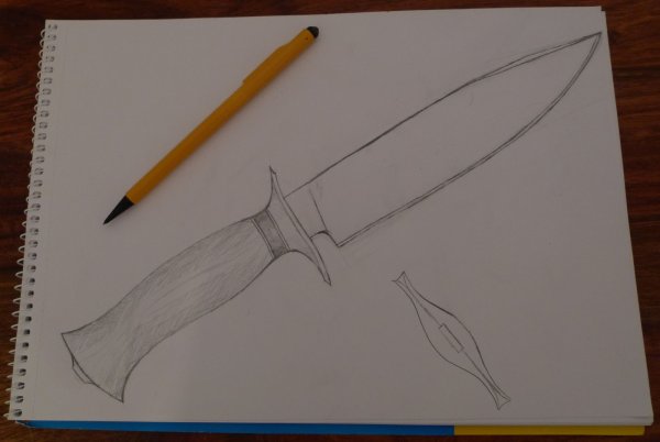 Нож рисование поэтапно
