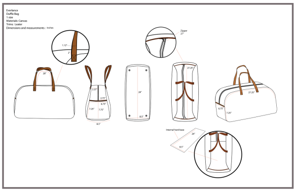 Наброски чертежа сумок