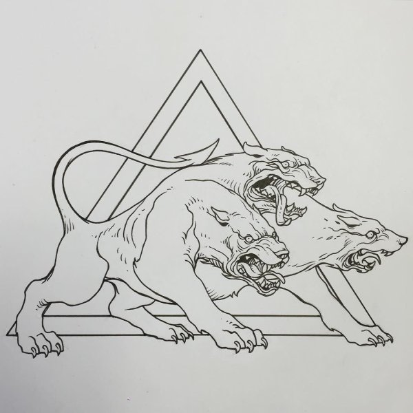 Цербер тату эскиз
