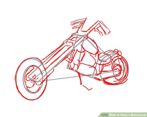 Поэтапное рисование мотоцикла