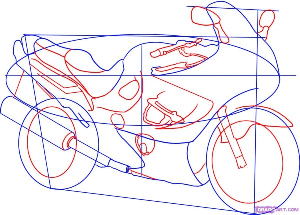 Мотоцикл рисунок пошагово