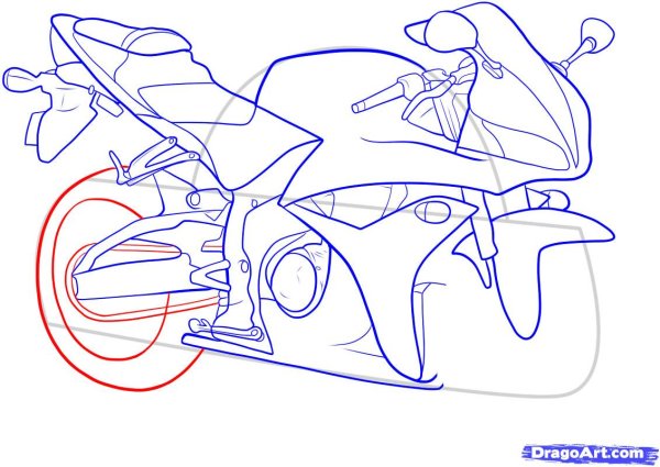 Мотоцикл нарисованный в Paint