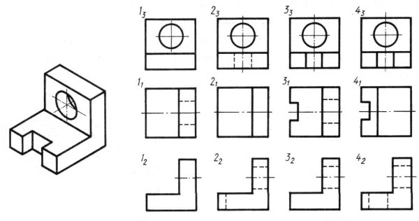 Чертеж вид сверху сбоку спереди