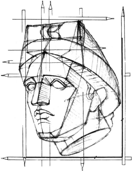 Гипсовая голова Аполлона построение