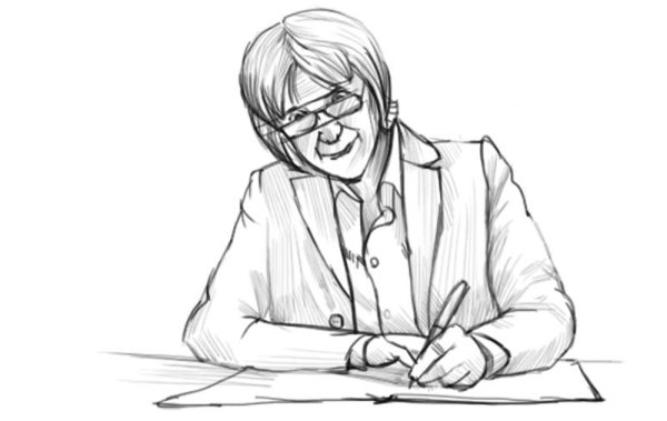 Рисунок учительницы карандашом