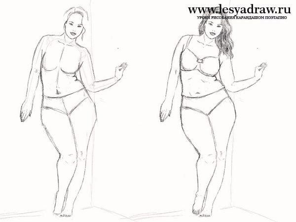 Фигуры женщин карандашом полных