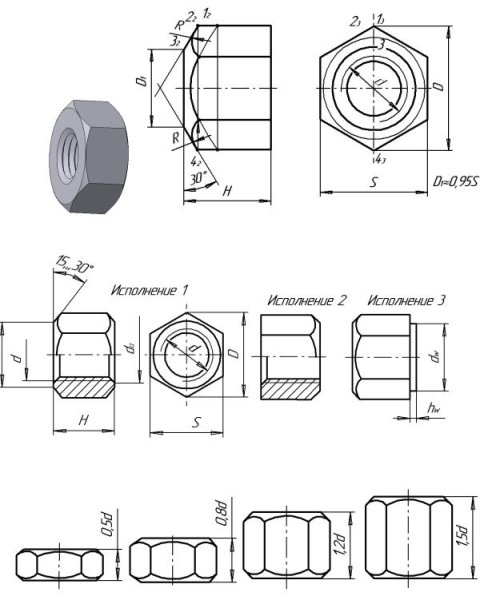 Чертеж гайки 16.650.153