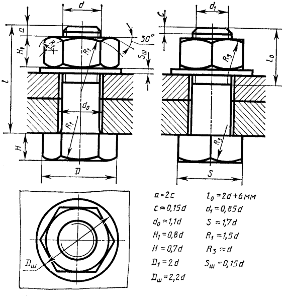 Чертеж болтового соединения м10