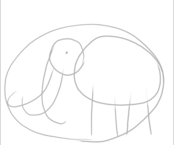 Поэтапное рисование мамонта для детей