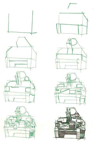 Пошагово рисование военной техники