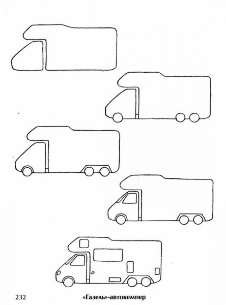 Поэтапное рисование машины для дошкольников