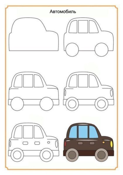 Схема рисования машины для детей