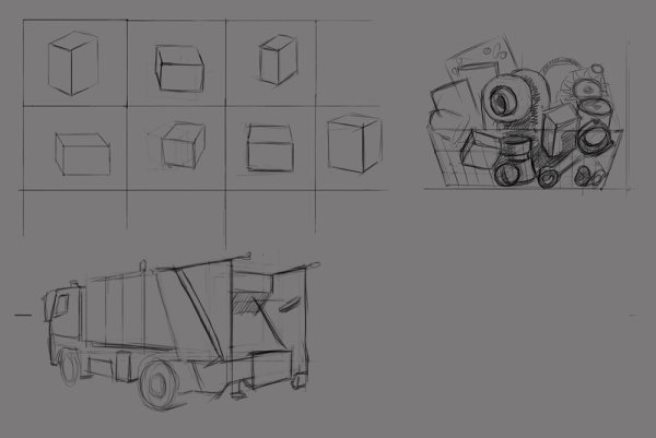 Мусоровоз рисунок пошагово