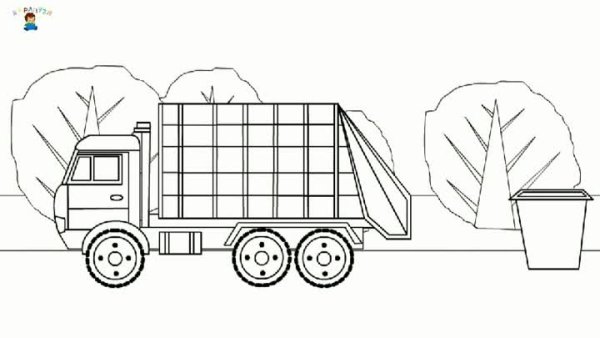 Раскраска мусоровоз Гоша