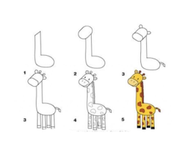 Рисование жирафа с детьми