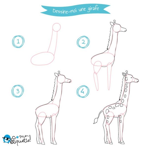 Жираф поэтапное рисование для детей