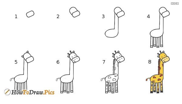 Поэтапное рисование жирафа
