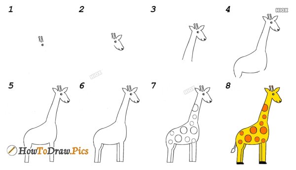 Этапы рисования жирафа для детей старшей группы