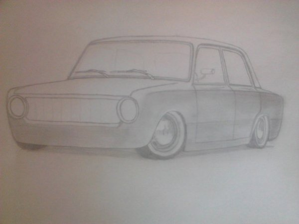 ВАЗ 2107 сбоку карандашом четка