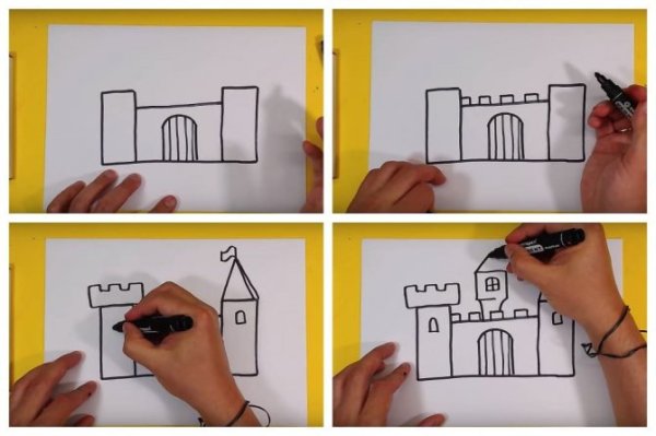Поэтапное рисование замка
