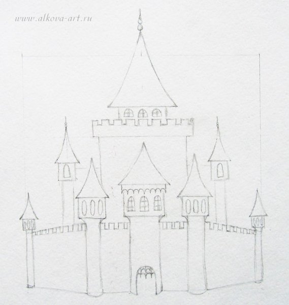 Замок рисунок карандашом