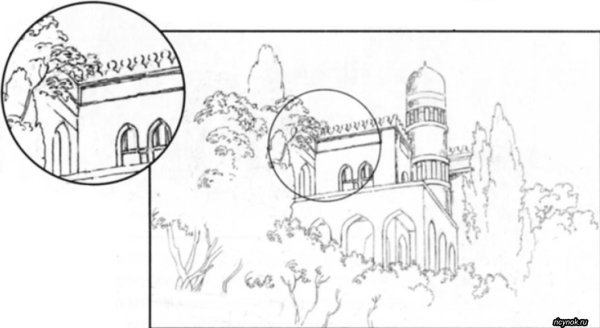 Дворец рисунок карандашом поэтапно