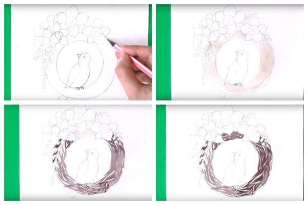 Пошаговый рисунок венка