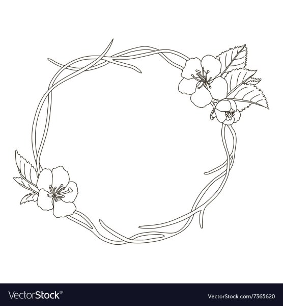 Венок из цветов карандашом