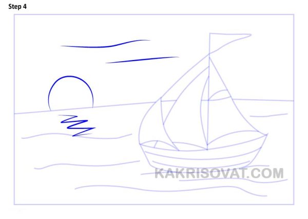 Как нарисовать корабль из алых парусов поэтапно