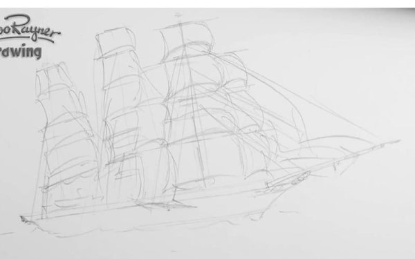 Нарисовать корабль карандашом поэтапно