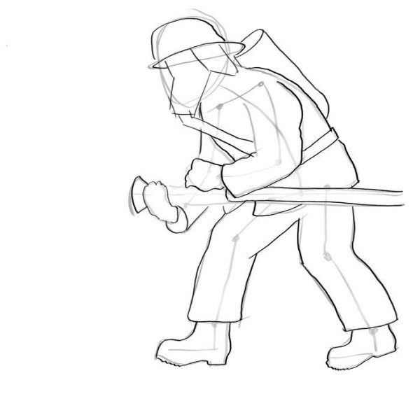 Пожарный рисунок карандашом