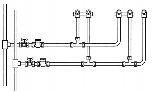 Тройниковая разводка труб схема