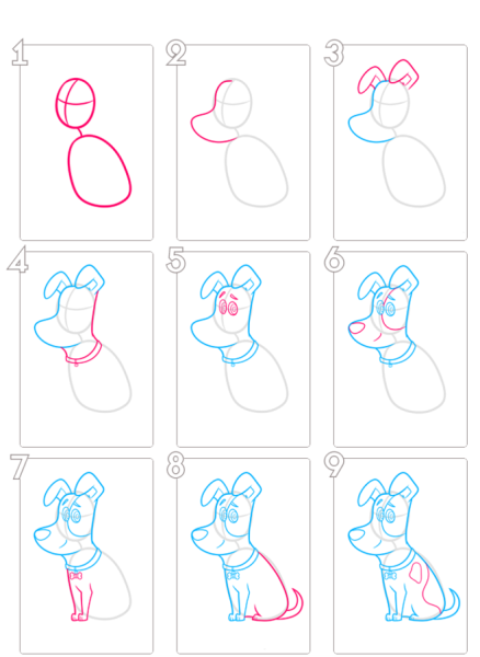 Поэтапное рисование героев из мультиков