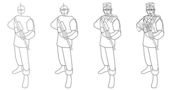 Солдат рисунок поэтапно