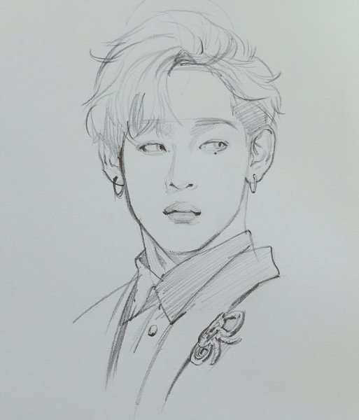 Ли Чон сок портрет карандашом