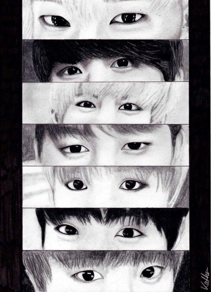 Глаза Тэхена BTS карандашом