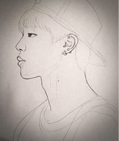 Пак Чимин профиль лица рисунок