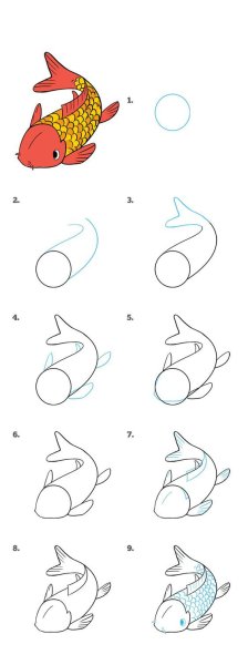 Поэтапное рисование рыбки для детей